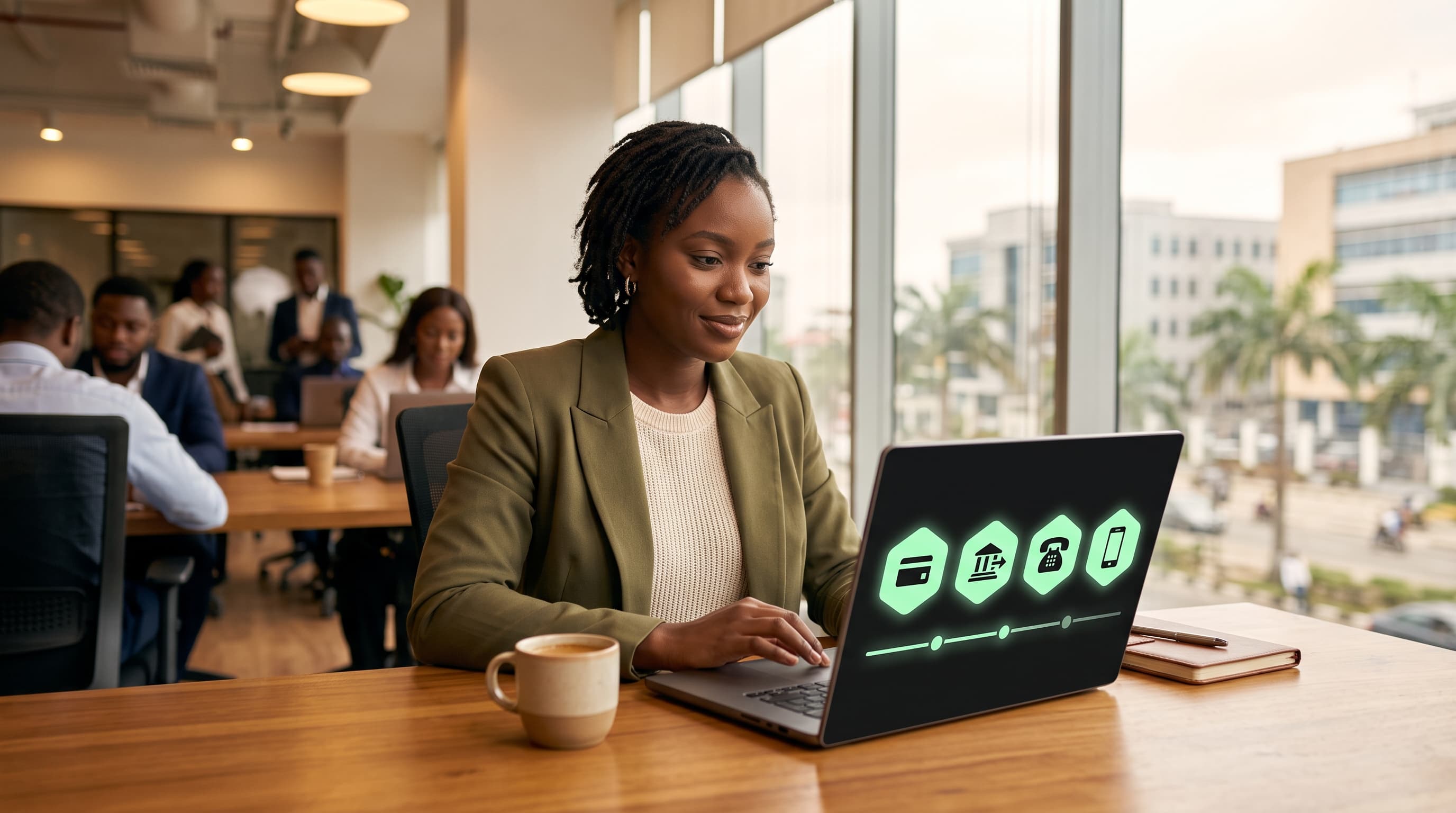Best payment gateways in Nigeria: a merchant comparing providers on a payments dashboard in a Lagos workspace