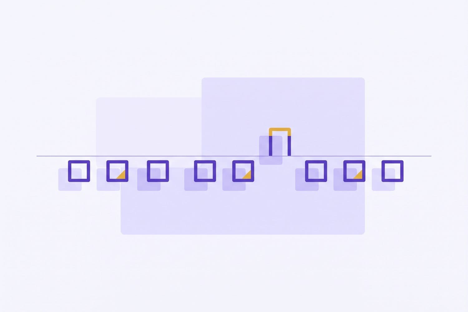Flat violet illustration of a compliance threshold, a row of markers with one gold marker above a horizontal rule